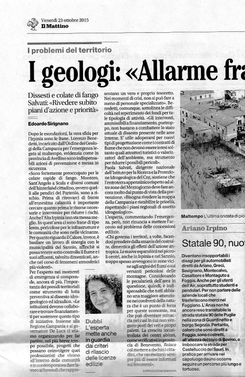 Il Mattino (venerdì 23 ottobre 2015)