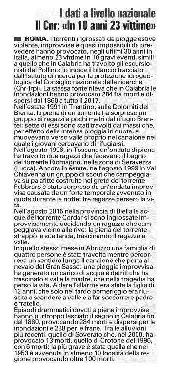 I dati a livello nazionale. Il Cnr: "In 10 anni 23 vittime"