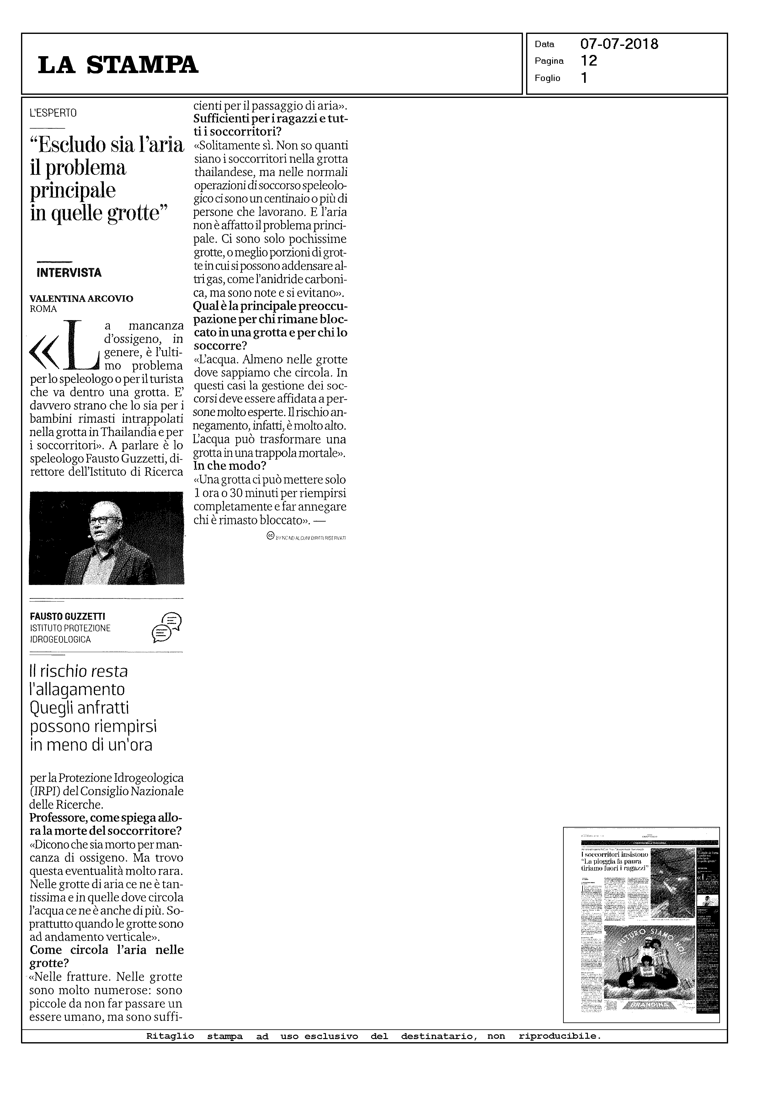 "Escludo sia l'aria il problema principale in quelle grotte"