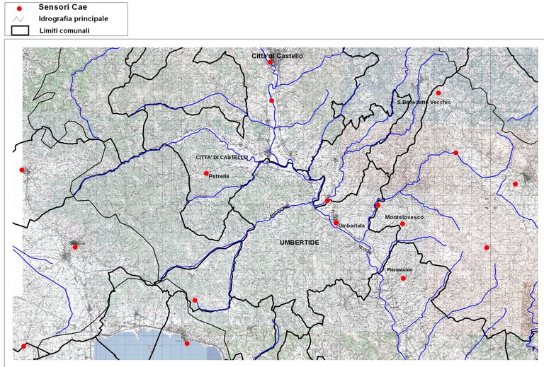 Map of rain gauges