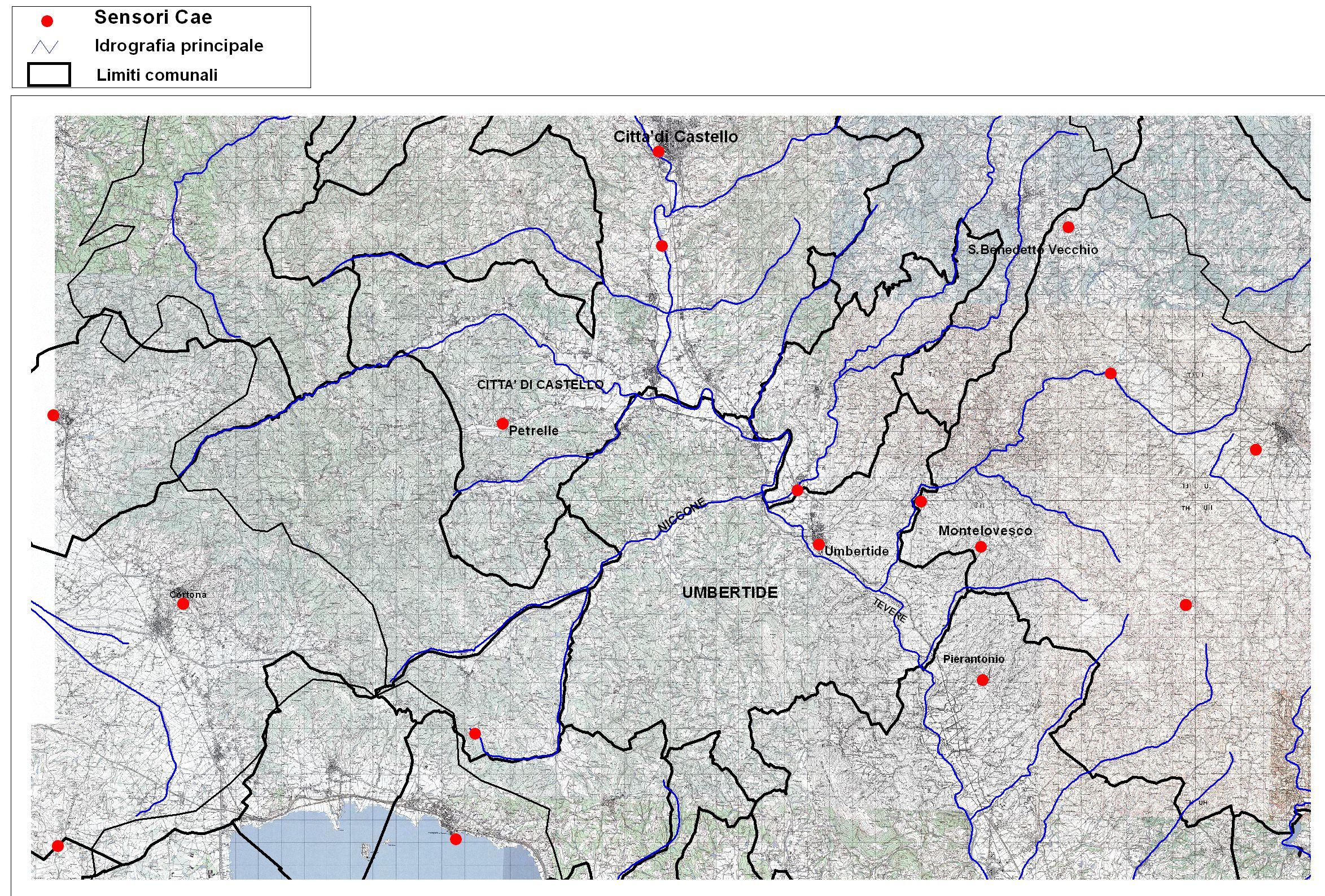 Map of rain gauges